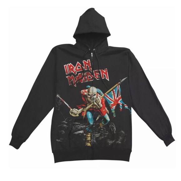 Iron Maiden Tops - Iron Maiden TROOPER Hoodie Blk Big Graphic Zip XL